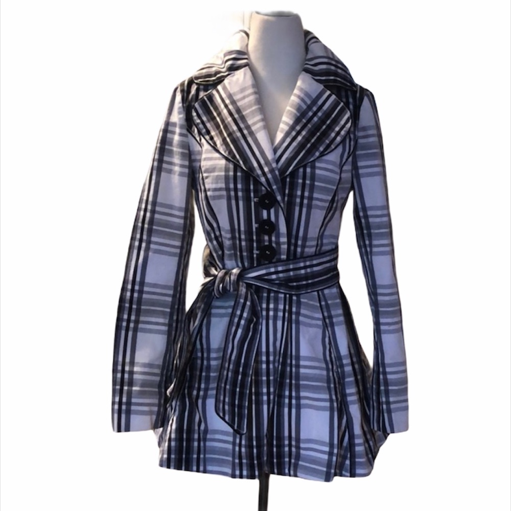Laundry Plaid Trench coat